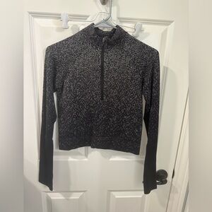 Lululemon rest less cropped half zip herringbone fade black/white size 2